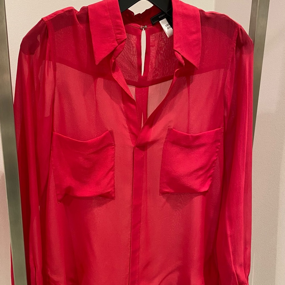 BCBGMAXAZRIA Emma Stitched Collar Blouse